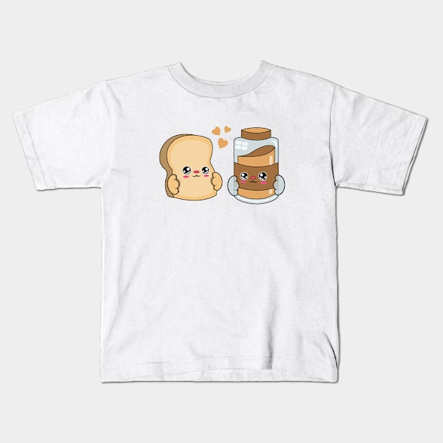 All i need is bread and peanut butter, Kawaii bread and peanut butter. Kids T-Shirt by JS ARTE